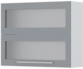 Висящ шкаф Hudson V7-90-2KSP with Витрина-White - Gray