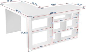 Работна маса от декор от бор 120x130 cm Vesper – Kalune Design