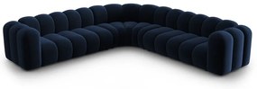 Син кадифен модулен ъглов диван Lupine – Micadoni