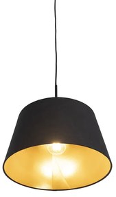 Висяща лампа с черен и златен памучен абажур 32 см - Combi