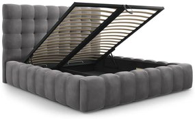 Сиво тапицирано двойно легло с място за съхранение и решетка 200x200 cm Bali - Cosmopolitan Design