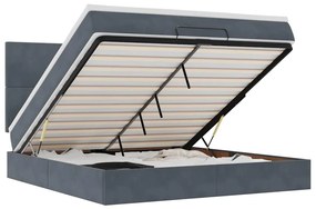 3314259 vidaXL Османска легло с матраци и LED, тъмносиво, 160x200 см, кадифе