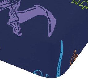 Син еластичен единичен детски чаршаф 90x190 cm Prehistoric Dinosaurs – Catherine Lansfield