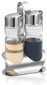 Стъклени бутилки за зехтин/оцет 2 броя на хромирана стойка LUX LINE/ N-415