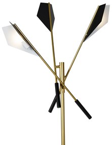 Дизайнерски подов аплик черен със злато 3-светлина - Sinem