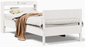 3306937 vidaXL Рамка за легло без матрак, бял, 90x200 см, бор масив