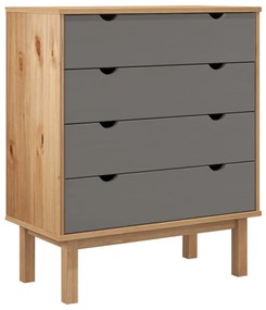 348583 vidaXL Шкаф с чекмеджета OTTA кафяво и сиво 76,5x39,5x90 см бор масив