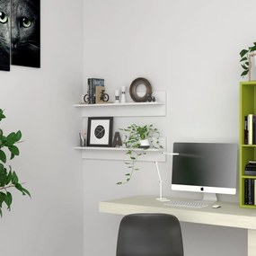 807333 vidaXL Стенни рафтове, 2 бр, бели, 80x11,5x18 см, ПДЧ
