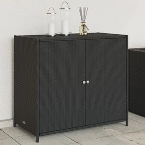 365543 vidaXL Градински шкаф за съхранение, черен, 83x45x76 см, полиратан