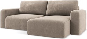 Бежов шенилов сгъваем/с място за съхранение ъглов диван (десен ъгъл) Kona – Makamii