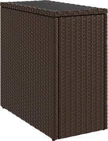 366214 vidaXL Градинска маса със стъклен плот kафяв 58x27,5x55 см полиратан