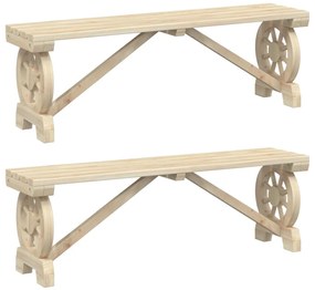 3207135 vidaXL Градински пейки, 2 бр, масивна ела