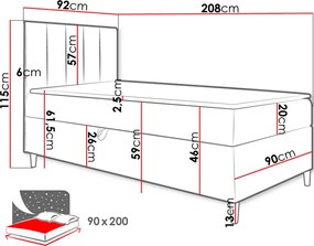 Тапицирано легло Junior Maja I-Ladi-Aristera-90 x 200