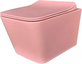 Конзолна тоалетна чиния ICC 5135PINK, седалка и капак, порцелан, розов, 52x37x36см