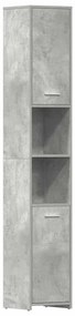 802601 vidaXL Шкаф за баня, бетонно сив, 30x30x183,5 см, инженерно дърво