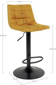 Жълти бар столове в комплект от 2 броя 88 см Middelfart - House Nordic