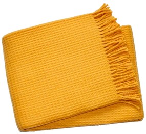 Жълто одеяло с вафлен десен, 140 x 180 cm Waffel - Euromant