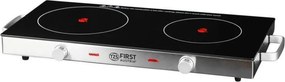 Разопакован: Двоен инфрачервен котлон FIRST FA-5096-7, 2800W, До 300C, Термостат, Стъклокерамика, Черен/инокс