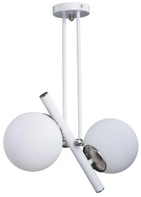 Висяща лампа със стъклен абажур в сребристо-бяло ø 15 cm Libra - Squid Lighting