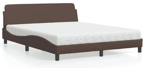 3208439 vidaXL Легло с матрак, кафяво, 160x200 см, изкуствена кожа