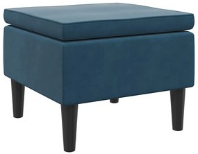 329435 vidaXL Табуретка с дървени крака, синя, кадифе