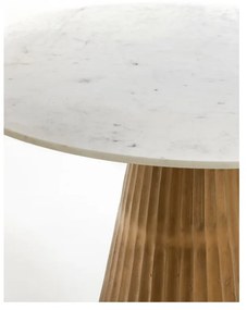 Кръгла маса за хранене в бяло и бронз с мраморен плот ø 100 cm Leyda - Light &amp; Living