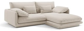 Бял кадифен ъглов диван (десен ъгъл) Torino – Micadoni