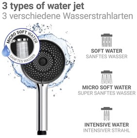 Душ комплект от неръждаема стомана в сребрист цвят с подвижен държач 70 cm Softwater – Wenko
