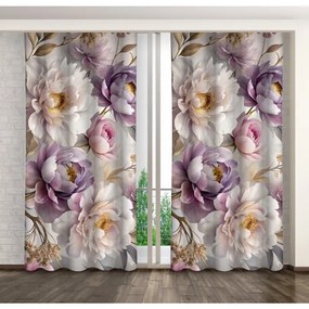 Декоративна завеса с красив модел на божур Ширина: 160 см | Дължина: 250 см