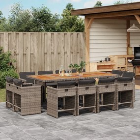 3211226 vidaXL Градински комплект от 13 части с възглавници сив полиратан