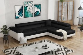 Ъгъл диван Antony-Right-White - Black