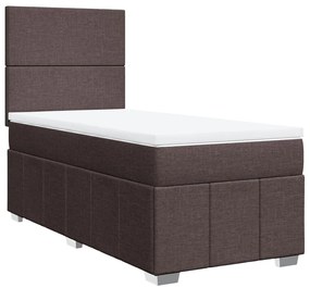 3291491 vidaXL Боксспринг легло с матрак, тъмнокафяво, 80x200 см, плат