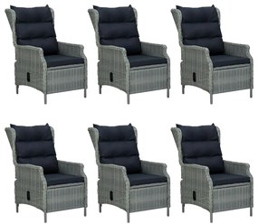 3067933 vidaXL Градински трапезен комплект, 7 части, светлосив
