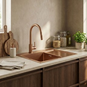 Стоманена мивка Fin BRUSH COPPER