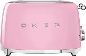 Тостер за хляб SMEG 50's Style TSF03PKEU, 2000W, 4 филии, 6 нива, Тавичка за трохи, Вграден кабел, Неръждаема стомана, Розов