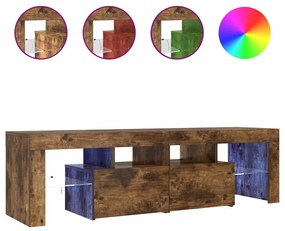 822641 vidaXL ТВ шкаф с LED осветление, опушен дъб, 140x36,5x40 см