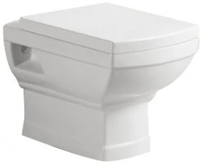 Конзолна тоалетна чиния ICC 5137, седалка и капак, порцелан, бял, 51x37x37см