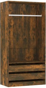 815345 vidaXL Гардероб, опушен дъб, 100x50x200 см, инженерно дърво