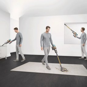 Вертикална прахосмукачка Dyson V15 Detect Аbsolute 447000-01, 660W, 0.76 л, 60 мин автономия, Сензори, 3 режима, LCD, Сив/златист