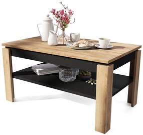 Разтегателна холна маса с повдигащ плот и рафт ADEN дъб крафт/черно