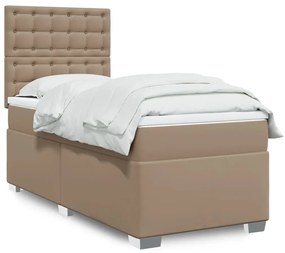 3290707 vidaXL Боксспринг легло с матрак, капучино, 90x200 см, изкуствена кожа