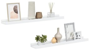 323929 vidaXL Рафтове за фоторамки, 2 бр, бели, 60x9x3 см, МДФ