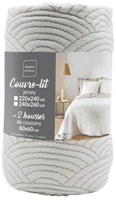 Бяло/бежово комплект шалте и калъфка за възглавница от джърси 240x260 cm Cassandra – douceur d'intérieur