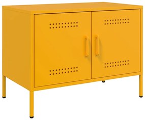 842940 vidaXL ТВ шкаф, горчица жълто, 68x39x50,5 см, стомана