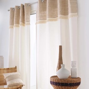 Бяло/кафяво перде със смес от юта 140x240 cm Cirrus – douceur d'intérieur