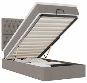 3313220 vidaXL Османска легло с матрак, таупе, 100x200 см, плат