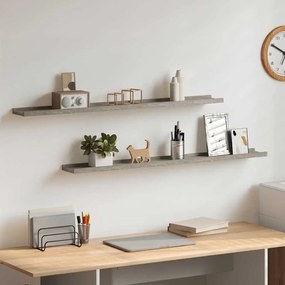 326702 vidaXL Стенни рафтове, 2 бр, бетонно сиви, 100x9x3 см