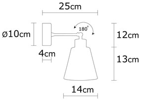 Стенна лампа в черен и естествен цвят ø 14 cm Manavgat – Opviq lights