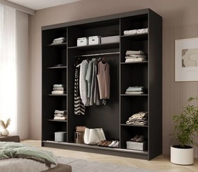 Гардероб Hansa 200 с плъзгащи врати-Черен