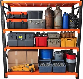 Метален стелаж за склад, гараж и работилница - 1 000 кг, 4 рафта 200X200X60